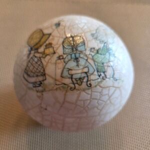 Vintage Ceramic Holly Hobbie Mushroom Figurine Hand Painted Whimsical